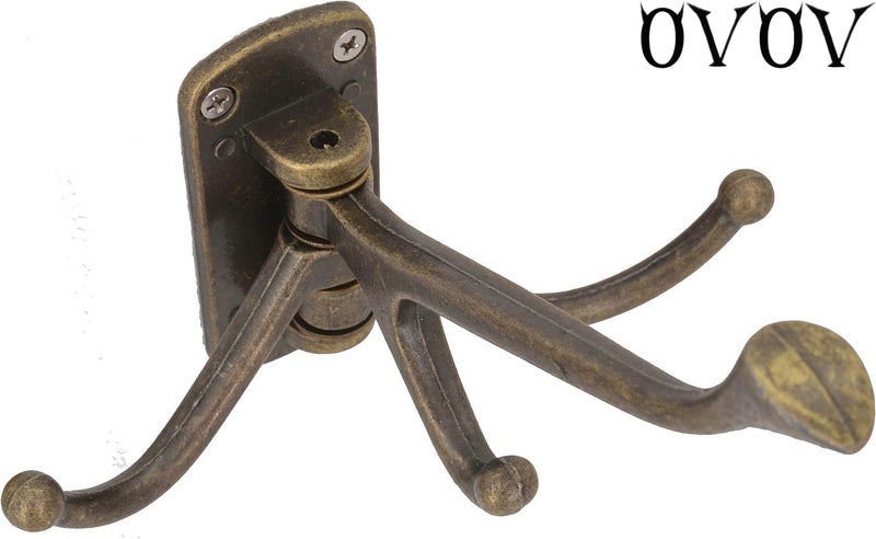 OVOV Rustic Tirple Swivle Hook Zinc Alloy Wall Mounted Coat Hook Multifunctional Foldable Decoration Robe Hook(Antique Bronze) - Image 5